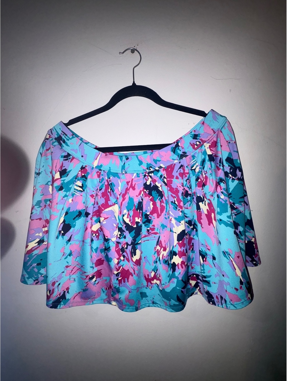 Colorful Abstract Print Skirt with Elastic Waistband